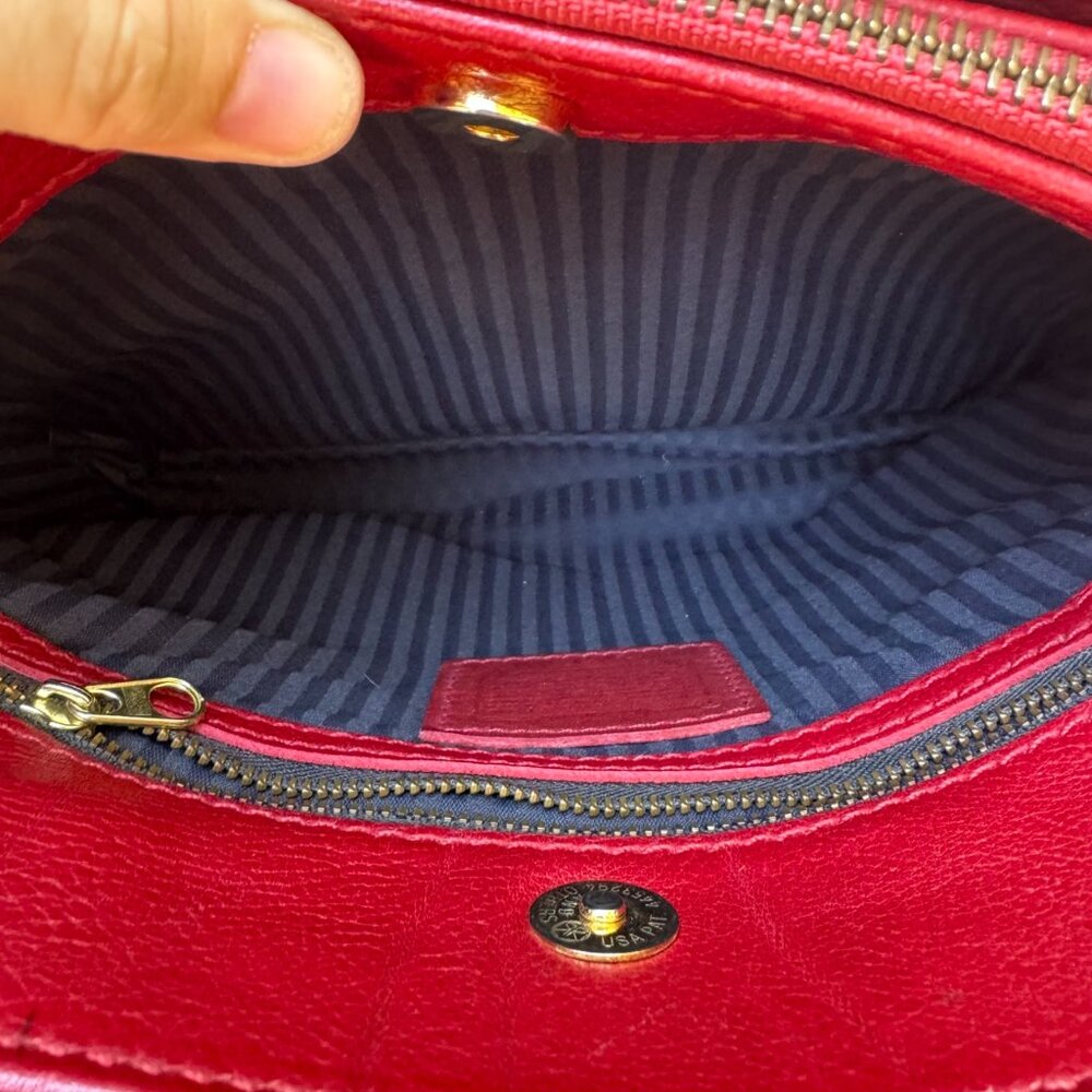 Auth Vintage Tomato Red Costa Rica Coach 4924 Sonoma Pocket Zip Leather Bag - Picture 7 of 15
